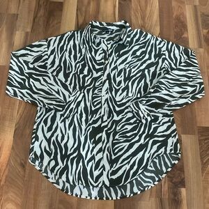 Fashion Nova Zebra Print Button-Up Shirt